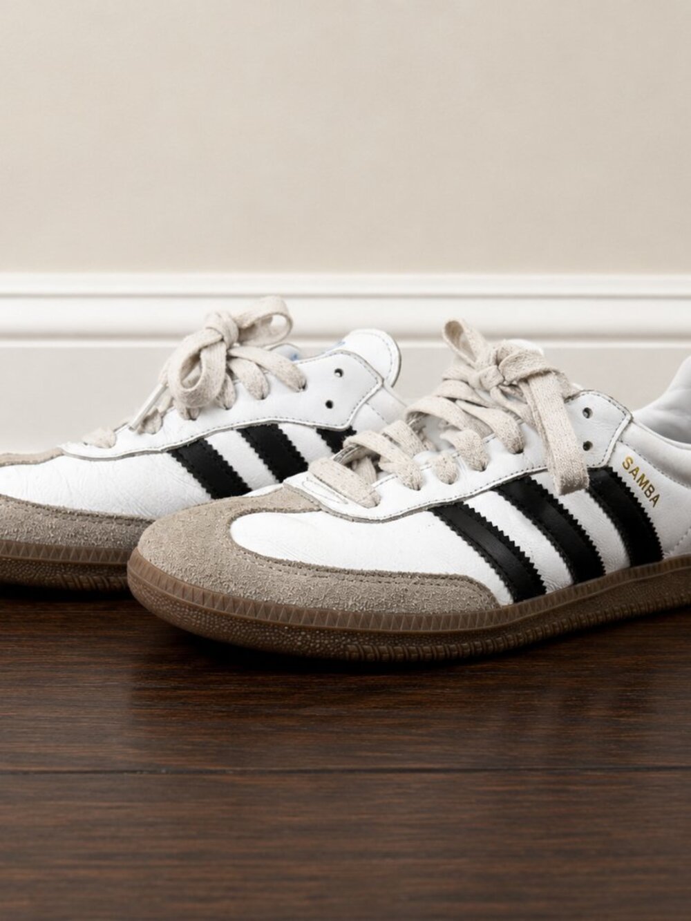 adidas Samba OG White Black Gum Sneakers Youth Girls 7 Unisex Leather Shoes